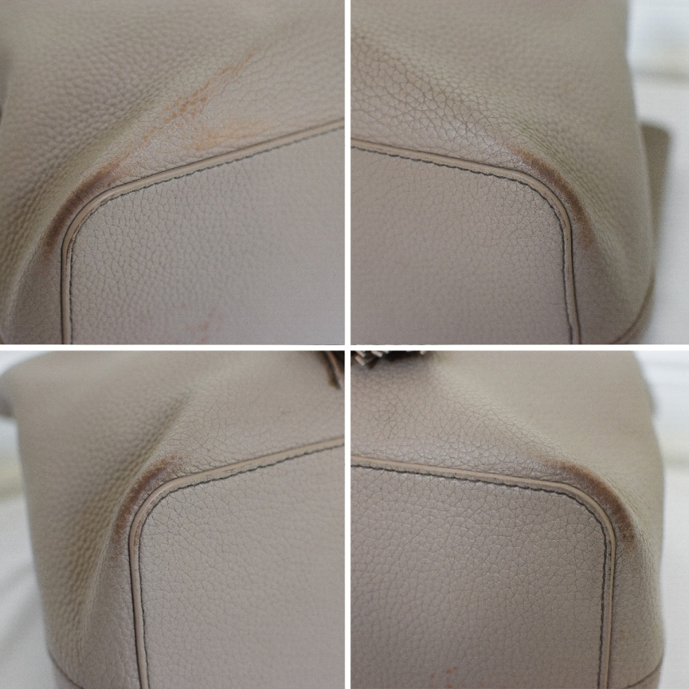 Tory Burch Pebbled Leather Drawstring Bucket Bag in Taupe - Picture 13 of 16